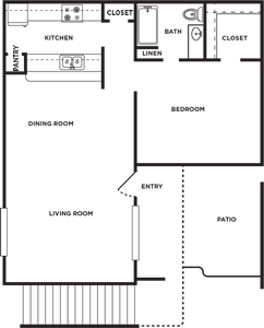 A - One Bedroom / One Bath - 725 Sq. Ft.*