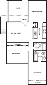 C - Two Bedroom / Two Bath - 1,083 Sq. Ft.*
