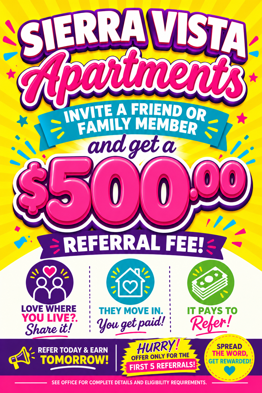 Sierra Vista Apartments referral flyer